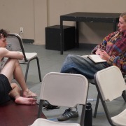 Aaron Eichenlaub who plays Johnny and project director Lara Brotha rehearsing for the show.