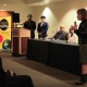 President Carol Folt speaking at the Student Sustainability Town Hall.