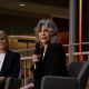 Jane Fonda speaking at a discussion led by Annenberg Dean Willow Bay in April 2024.