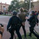 A protester being arrested during the Spring 2024 encampment at USC.