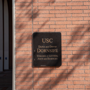 The outside of the Crow Center for International and Public Policy, a Dornsife College of Letters, Arts and Sciences building.