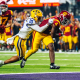 Former USC running back Woody Marks scoring a touchdown against LSU in 2024.