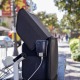 An ID scanner at a campus entrance security checkpoint.