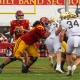USC quarterback Jayden Maiava evades the Notre Dame defense during their 2024 bout.