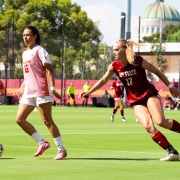 Junior forward Maribel Flores dribbles the ball on Aug. 25.
