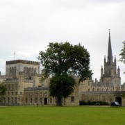 the Ashridge House atop a green, grassy plain