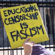 Protest sign against book banning