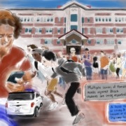 Students received TrojansAlert messages and evacuated Leavey Library.