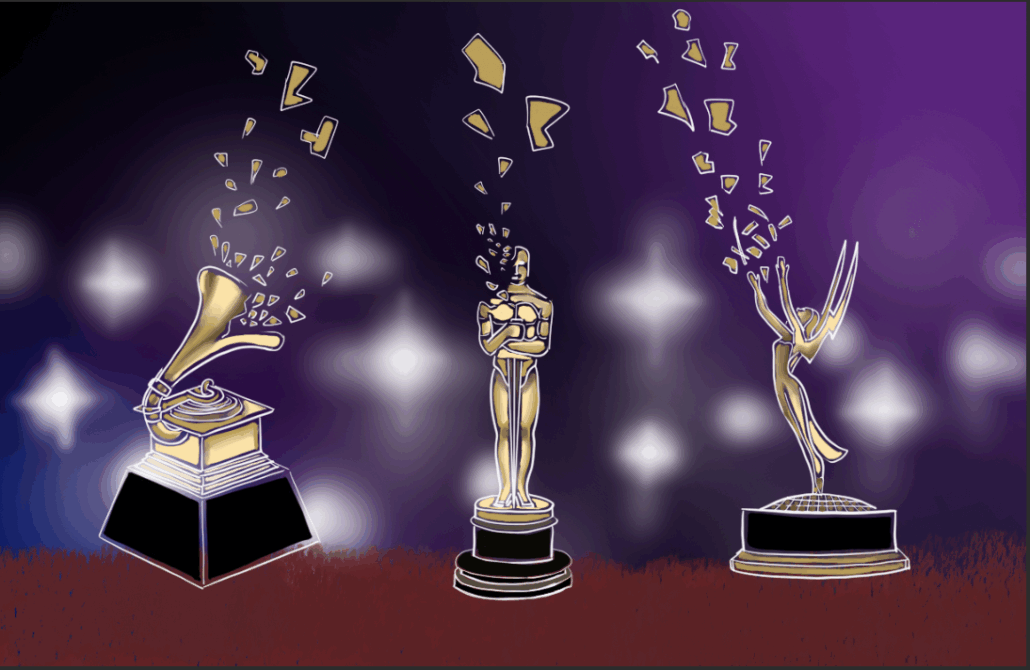 Broken statuettes from award ceremonies.