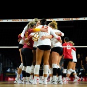 Women's volleyball plays against Ohio State in 2024.