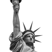 black and white statue of liberty