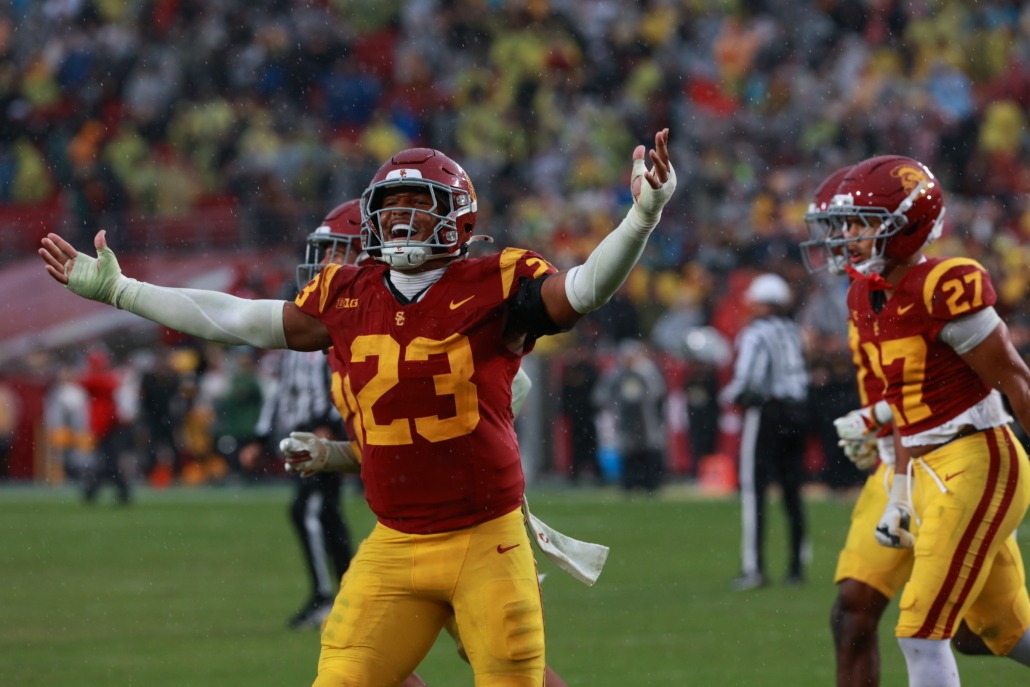 Desman Stephens II celebrates a play.