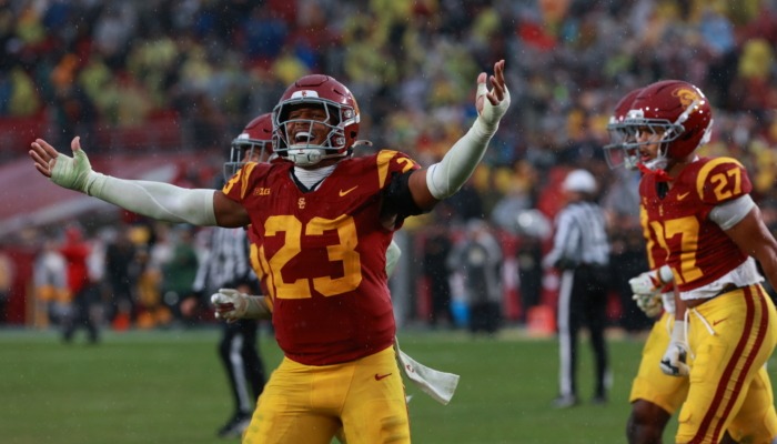 Desman Stephens II celebrates a play.