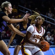 Senior guard Londynn Jones goes up for a shot.