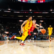Graduate guard Chad Baker-Mazara drives in a game against Illinois State.