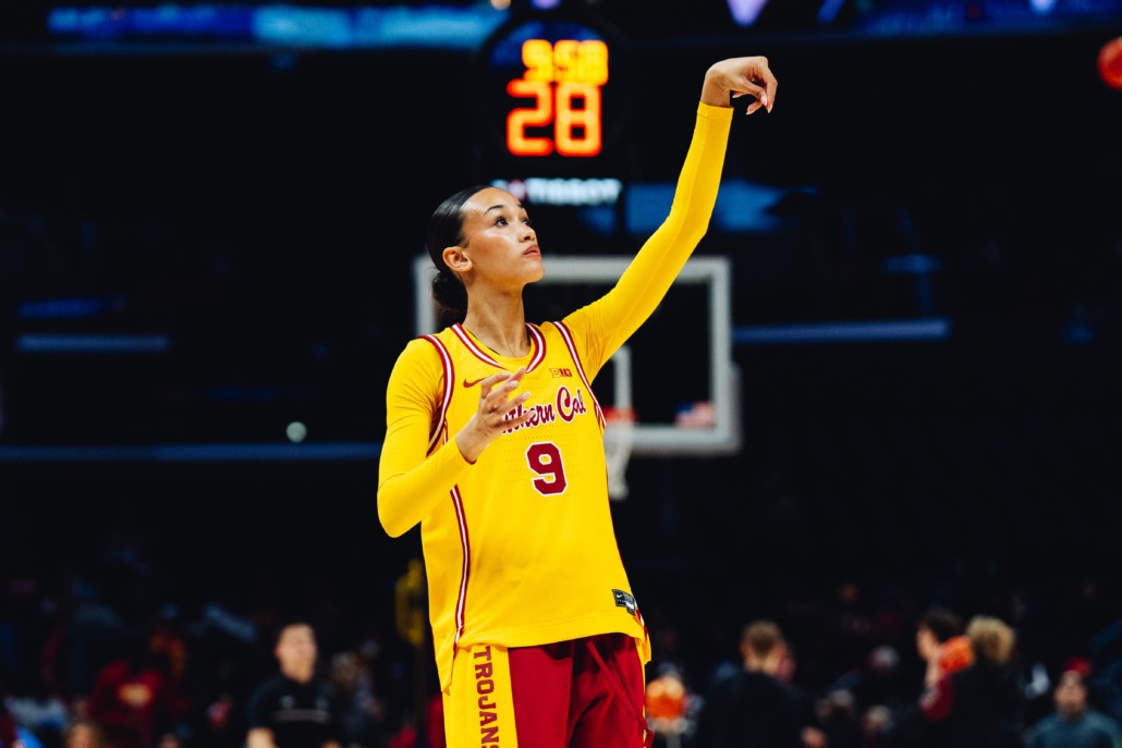 Freshman guard Jazzy Davidson shoots during warmups