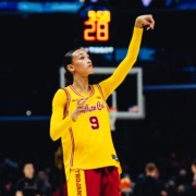 Freshman guard Jazzy Davidson shoots during warmups