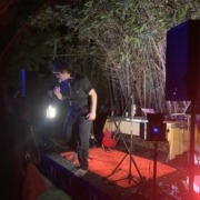 House show stage at night with student musicians performing.