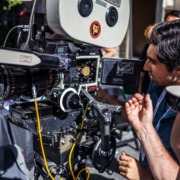 Man using a film camera