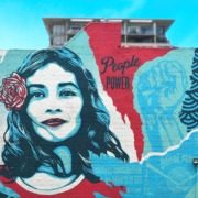 Mural depicting immigrant pride.