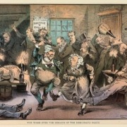 Historical photo celebrating the death of the democratic party