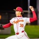Junior pitcher Mason Edwards pitches