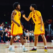 Ezra Ausar and Jacob Cofie celebrate