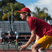 Sophomore Connor Church readies for a serve