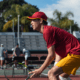 Sophomore Connor Church readies for a serve