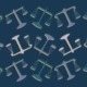 Navy background with Scales of Justice symbol scattered across