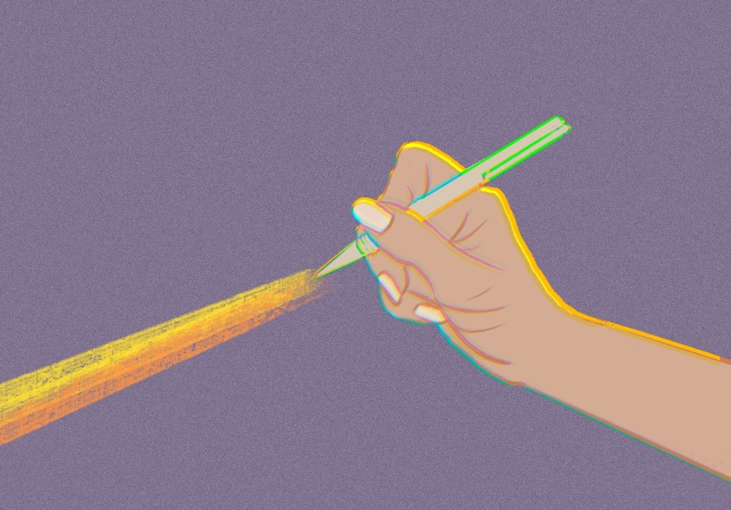 Art of a person writing with a pen