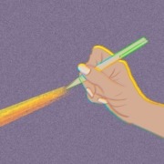 Art of a person writing with a pen