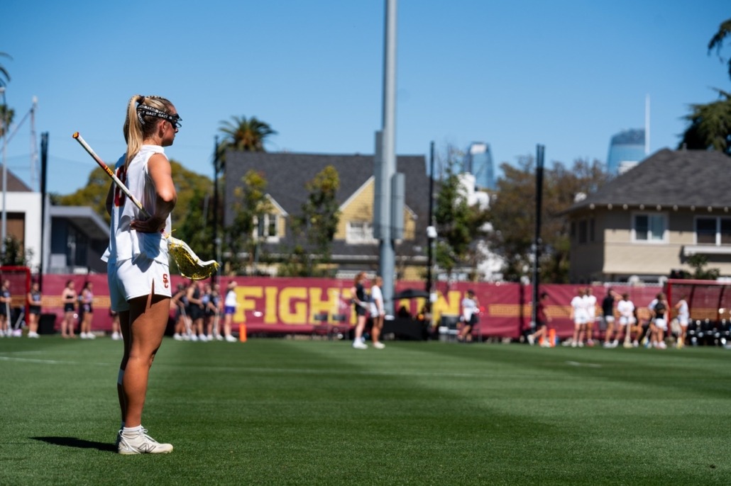 Reese Robinson looks out at the field