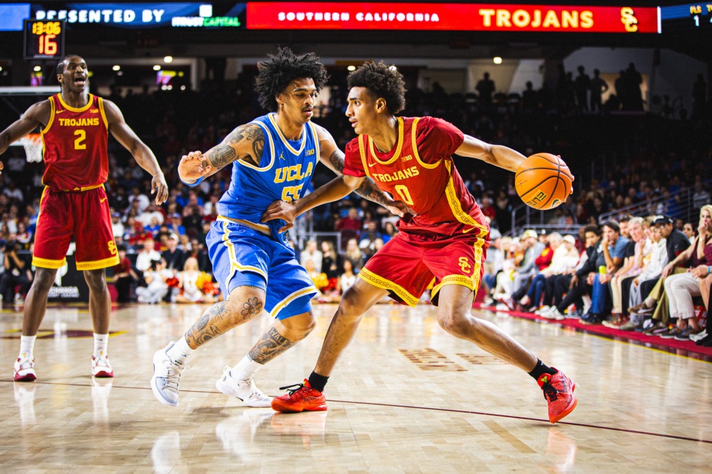 Freshman guard Alijah Arenas pushes against a defender