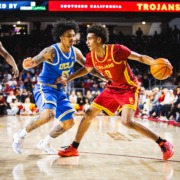 Freshman guard Alijah Arenas pushes against a defender