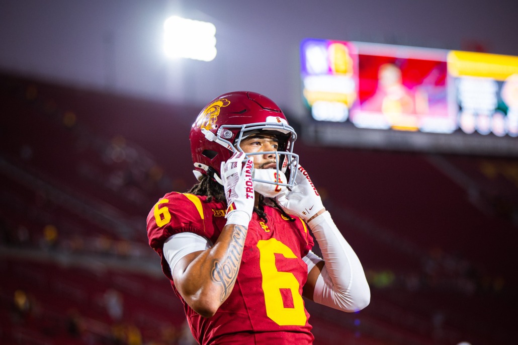 Makai Lemon prepares for a game against Northwestern.
