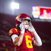 Makai Lemon prepares for a game against Northwestern.