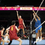 Dillon Klein reaches for the ball.