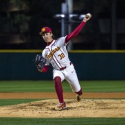 Mason Edwards throws a pitch against Illinois.