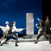 A sword fight between actors of "Twelfth Night."