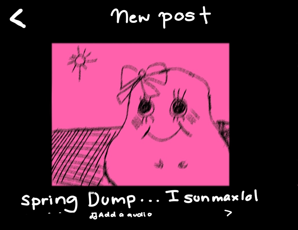 art with a pink figure representing an instagram post
