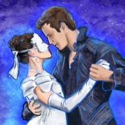 Benedict and Sophie Bridgerton dance together at the masquerade ball.