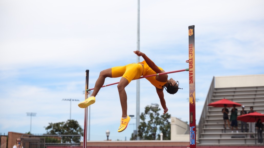 Senior Elias Gerald in high jump.