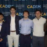 members of Coalition USC e-board pose for a photo at a conference