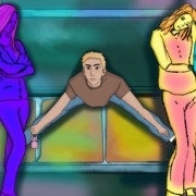 Women being annoyed around a man manspreading.