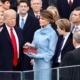 Donald Trump swearing in on the Bible