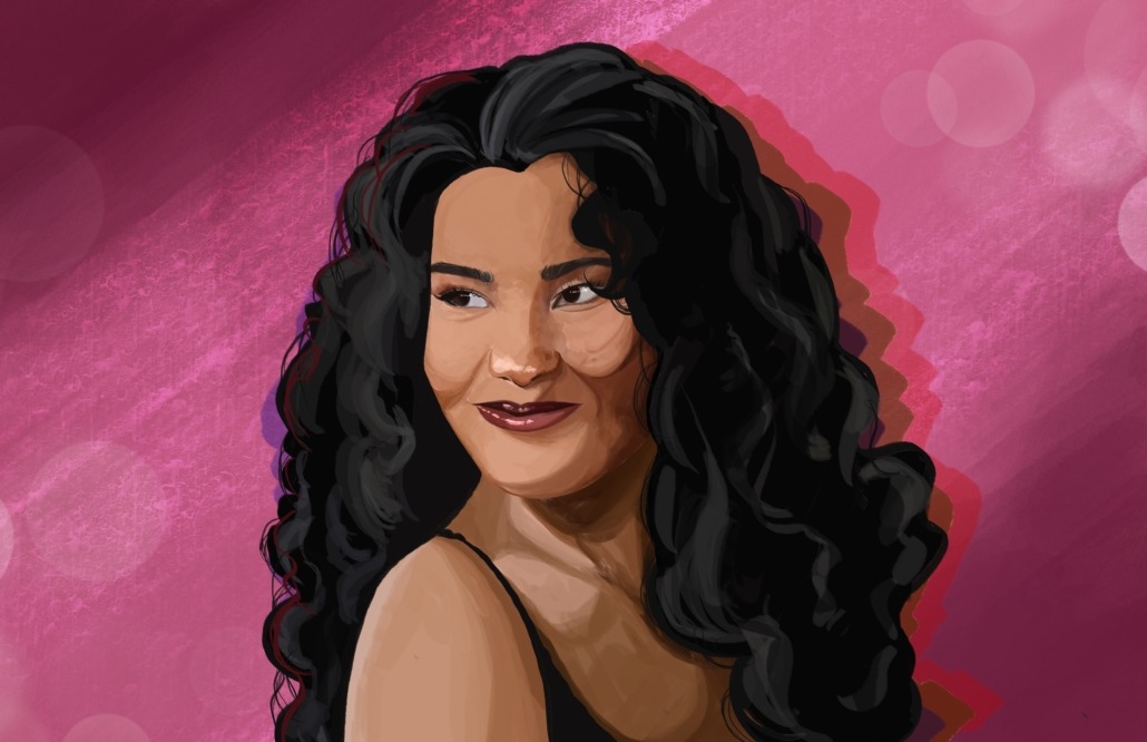 Artist Olivia Dean smiles.