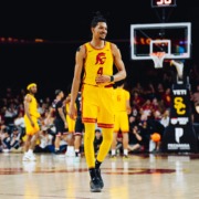 Chad Baker-Mazara smiles on the court