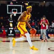 Former USC guard Jerry Easter II warms up for a game.