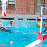 Attacker Emily Ausmus takes a shot and watches it go toward the goal.